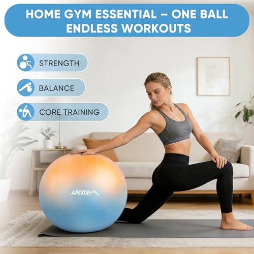 Image of APEXUP Yoga Ball, 660 lbs Anti-Burst Exercise Ball with Pump, 5 Sizes