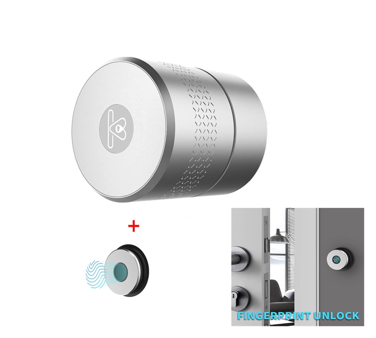 Serratura Smart, Tuya App Smart Knob Door Lock Blocco biometrico maniglia della porta con impronte digitali Blocco senza chiave digitale,per camere da letto, uffici e hotel(Kit 2)