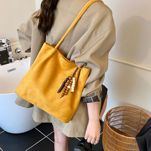 Suede Tote Bag for Women Suede Hobo Bags Slouchy Shoulder Handbag Vintage Purse Satchel Bags Travel College Tote Bag3