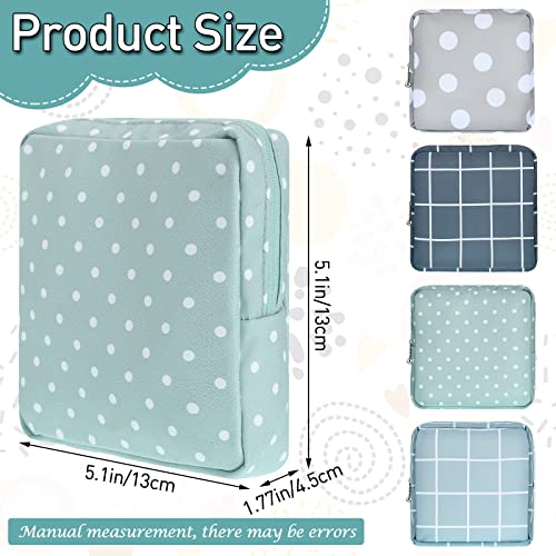 Frienda 4 Pieces Sanitary Napkin Storage Bag Menstrual Pad Nursing Pad Holder Portable Menstrual Period Sanitary Pouch Zipper Tampons Collect Bags for Teen Girls Women Ladies(Basic Style)3