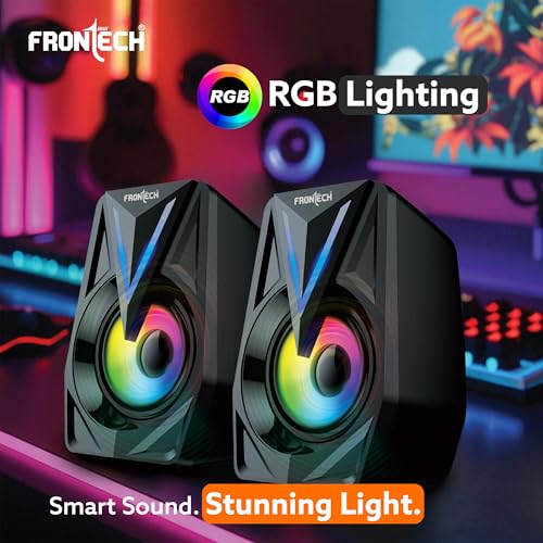 Image of FRONTECH Multimedia Speakers | 12W Output | 2.0 Channel Stereo Sound | RGB Lighting | USB Powered | 3.5mm AUX | 1 Year Warranty (SPK-0014)