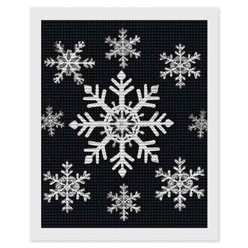 Kit peinture diamant flocon de neige blanc FodPand 40x50 cm pour adulte débutant