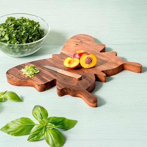 Tabla de cortar de madera en forma de mariposa Treen Art, 11"L x 13"W, tabla artesanal para cocina y decoración miniatura 5