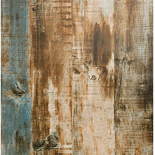 JOLIHOME Papier Adhésif pour Meuble Effet Bois Marron et Bleu 44x500 cm Papier Peint Imperméable Autocollant de Grain de Bois Stickers pour Armoire Cuisine...