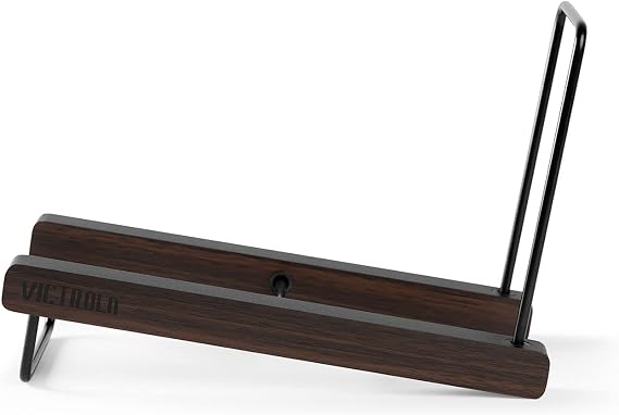 Victrola The Stand Tabletop Vinyl Record Holder & Organizer - Holds 25+ Records, Smart Black Metal Accents, Easy No-Tool Assembly, Stylish Display for LPs (Espresso)