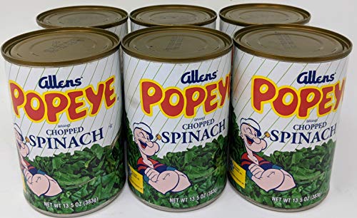 Allens Popeys Chopped Spinach Bundle - 6 X 13.5 Oz Cans Of Allens Popeye Chopped Spinach With Recipe Sheet #TOP2