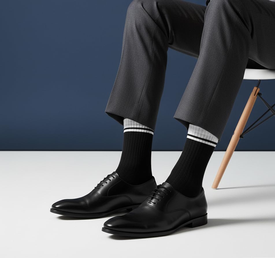 Image of The Sock Street Bamboo Crew Socks for Men Combo | Full Calf Length Premium Bamboo | Odour-Free, Breathable & Durable | Cushioned Base & Anti-bacterial | 3X Softer than Cotton Socks | Pack of 3