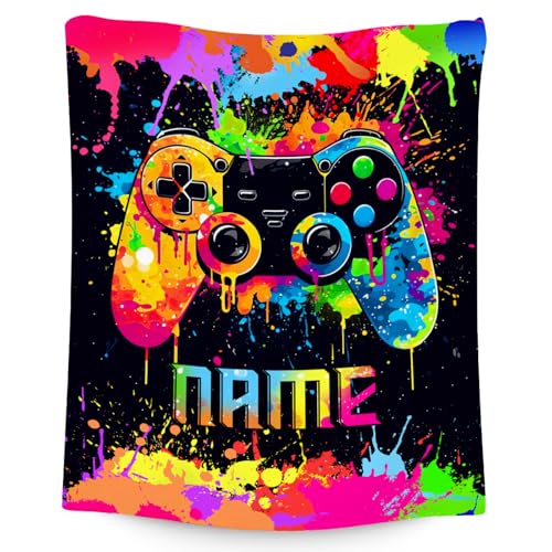 Boys Throw Blankets - Custom Gaming Gifts - 4 Sizes Cool Gamer Throw for Adults - Cozy Soft Fleece Blanket for Couch Bed