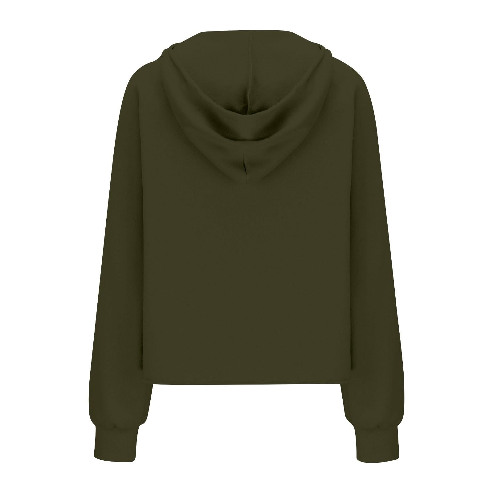 Generico Felpa Donna con Cappuccio Mezza Zip Cropped Oversize Manica Lunga Tasca Morbida Sweatshirt Casual Primavera Autunno