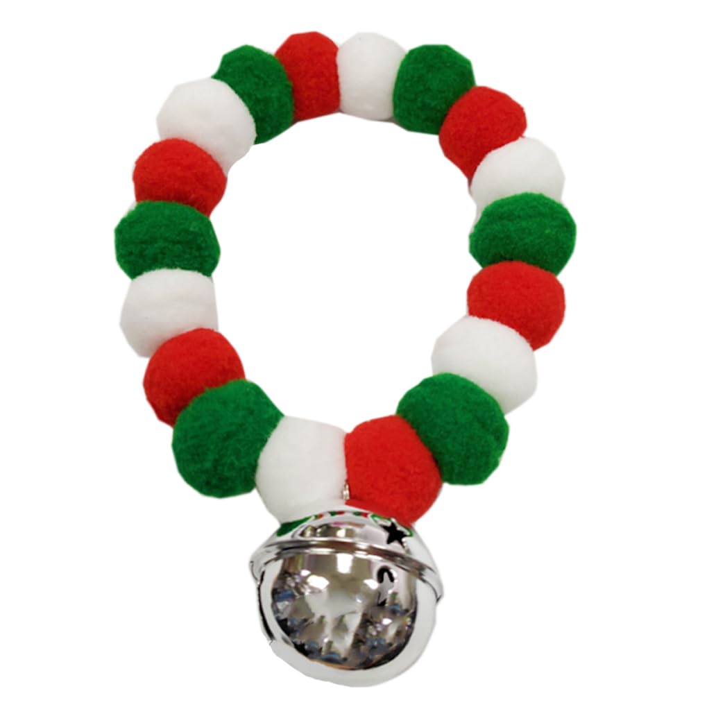 Leconpet Pom Pom Dog Collar, Elastic Cat Necklace, Decorative Plush Ball, Pet Collar with Bell for Photos Walking