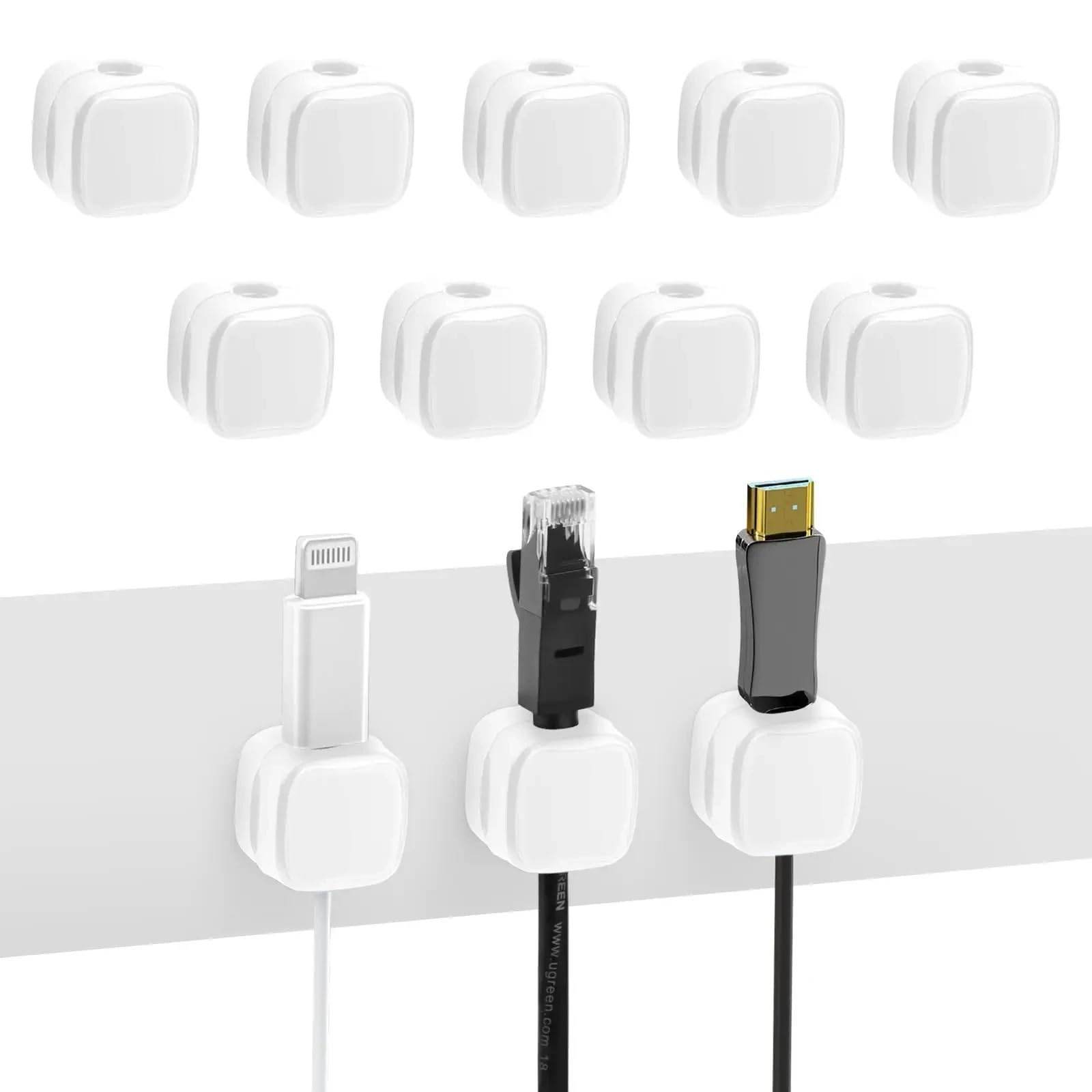12 Stück/magnetische Kabelclips, glatter, Verstellbarer Kabelhalter unter dem Schreibtisch, Kabelmanagement, Drahthalter, Kabel-Organizer-Halter(Black)