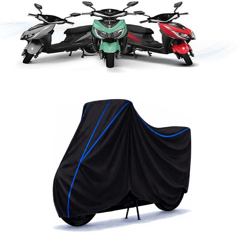 Image of Scooty Cover Water Resistant for Yo Drift DX | Universal Scooter & Bike Cover | Heavy Duty UV Dust, Rain & Scratch Protection Weather Indoor Outdoor | Black with Blue Piping