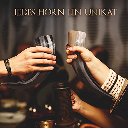 VIKING CRAFT® Drinkhoorn, Viking, ca. 450 ml, authentieke 3-delige hoornset voor Vikingen met honingwijn met riemhouder, methoorn, Viking-decoratie, LARP middeleeuwse bierpul - Image 7