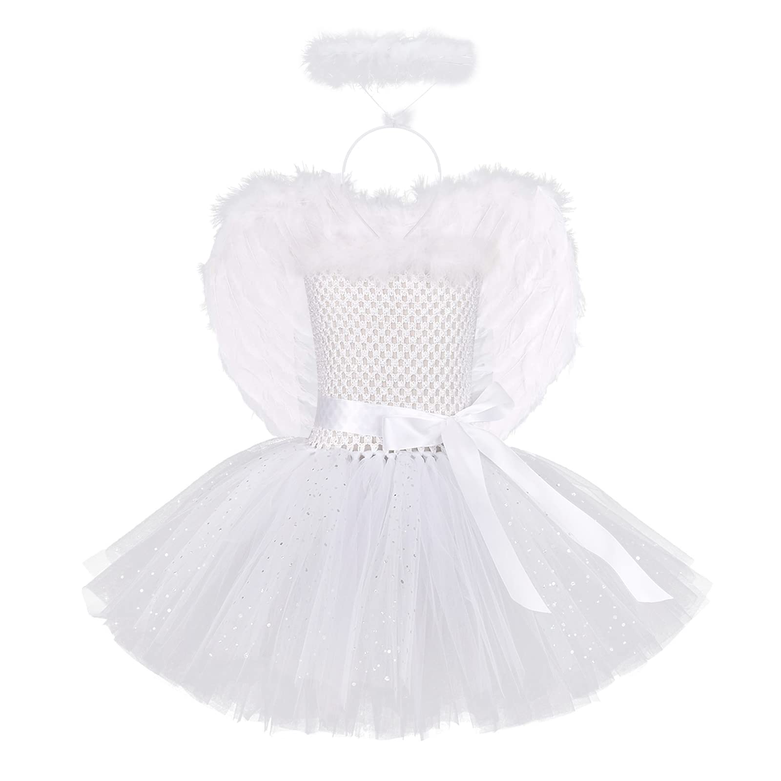 Disfraz de Ángel Diablo para Niñas, Vestido de Princesa de Ángel Diablo Disfraz de Fiesta de Halloween Disfraces de 3 Piezas 6 Meses-12 Años