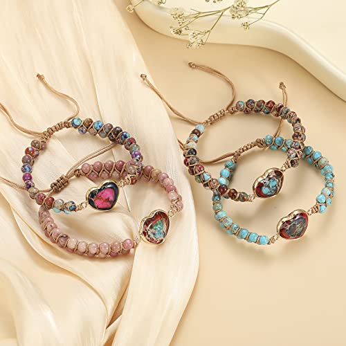 Image of LIU JUN Mothers Day Gifts for Mom Grandma, Agate /Amethyst /Emperor Jasper Bracelets for Women Teen Girls Mothers Day Gifts for Mom from Daughter Gift for Grandma Aunt Sisters Women (Pink)