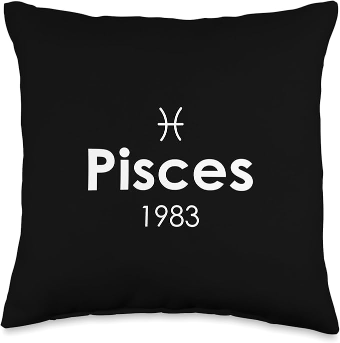 Zodiac Sign Astrology Pisces 1983 Birthday Zodiac Sign | Horoscope Astrology 2024 Throw Pillow, 16x16, Multicolor