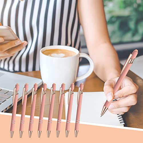 Lragvtbk 8 Pcs Blue Ink Ballpoint Pen With Stylus Tip 2 In 1 Stylus Ballpoint Pen Metal Pens Stylus Pen For Touch Screens School Office Coworkers (Pink Rose Gold) #TOP4