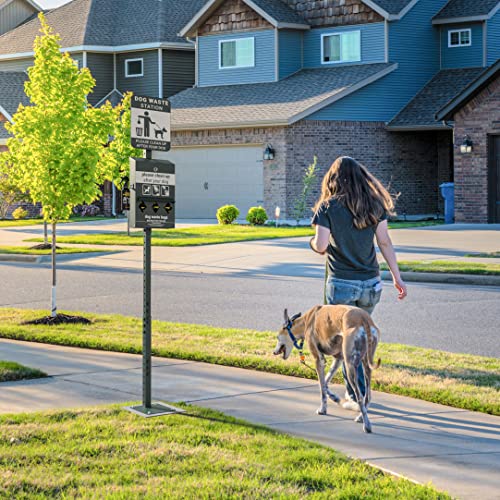 Upgorilo Mini Pet Waste Station - Includes 600 Dog Poop Bags - Original Glow In The Dark Dog Waste Station And Dog Poop Sign, Triple Storage Dog Poop Bag Dispenser With Hand Sanitizer Bottle #TOP6