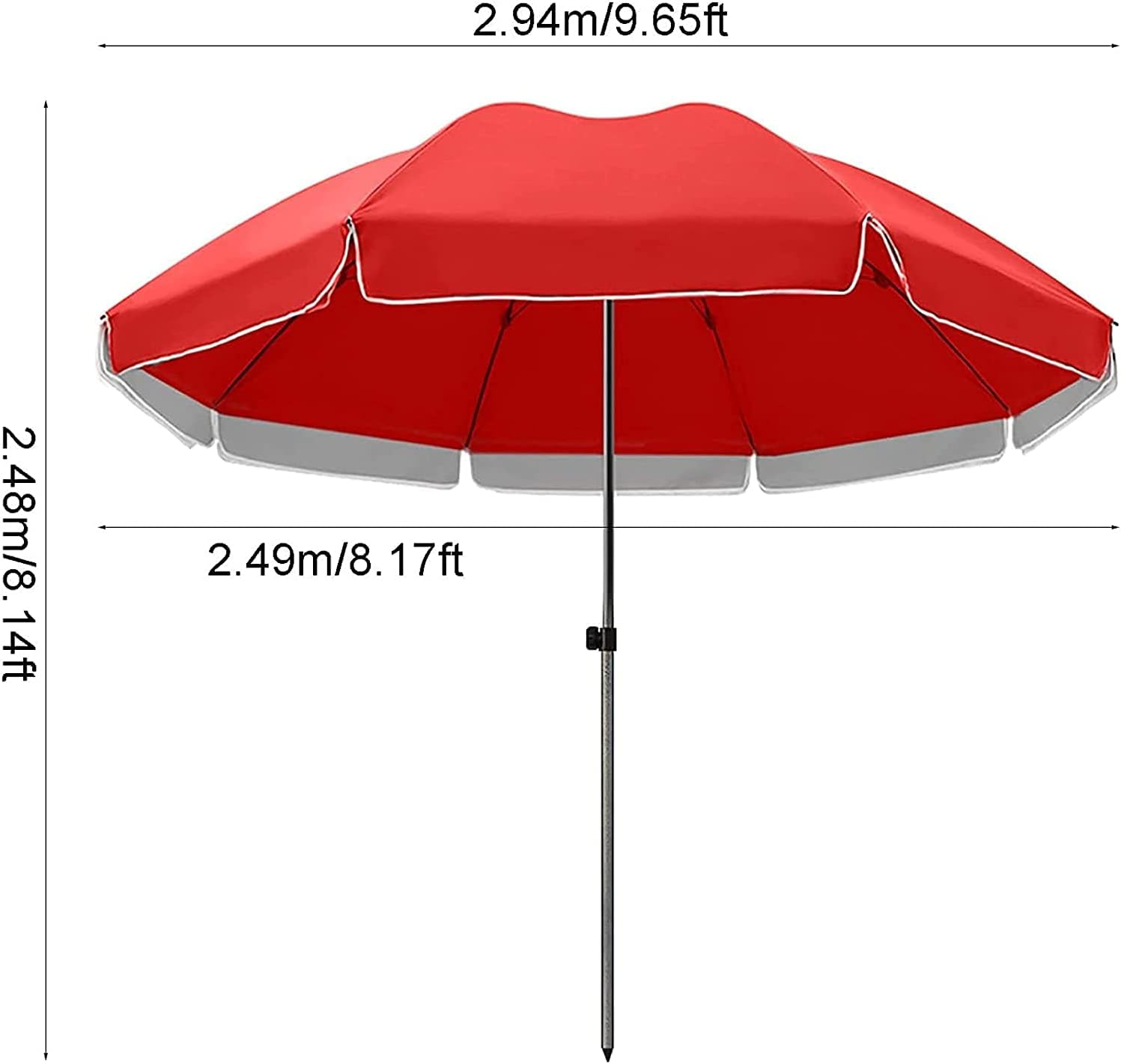 Patio Umbrella Beach Parasol Patio Umbrella Outdoor Patio Parasol Patio Umbrella, Outdoor Umbrella Patio Table Umbrella Terrace, Backyard, Garden, Courtyard, Swimming Poo(Red-3.2m)