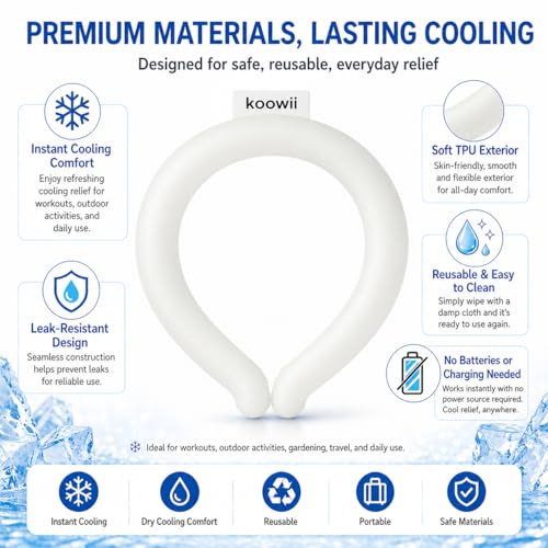 Image of 2-Pack Neck Cooling Tubes with Insulated Carry Bag | Reusable PCM Neck Cooling Rings, Hands-Free Wearable Neck Cooler for Summer Travel, Outdoor Work, Walks, and Sports