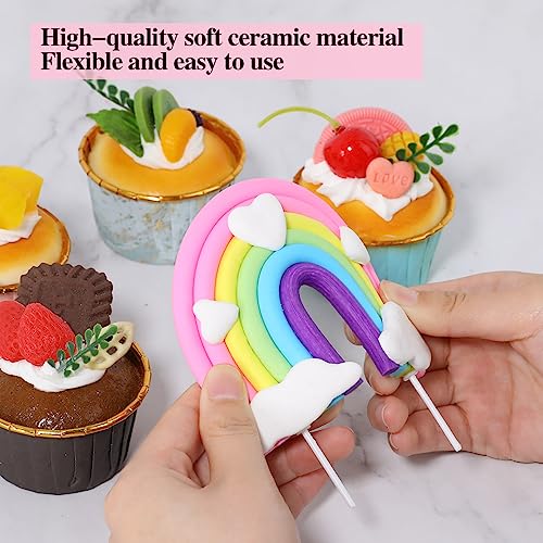 Sliverdew 547020_1_4995 Rainbow Cake Topper,Personalized Rainbow Heart Cloud Cake Topper Soft Pottery Cake Cupcake Topper Colorful Birthday Cake Decorations Supplies thumb #1