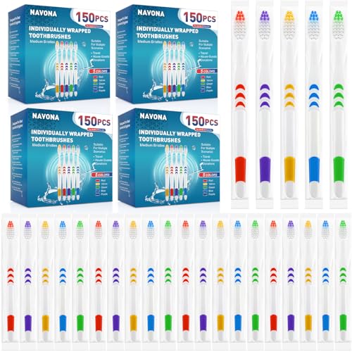 Brosses à dents jetables avec poils souples moyens et manche ergonomique