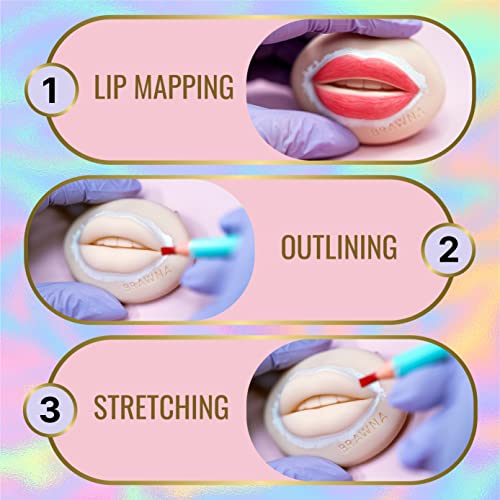 Brawna - Pele realista 3D para prática de lábios para máquina PMU - Almofada de treinamento de blush