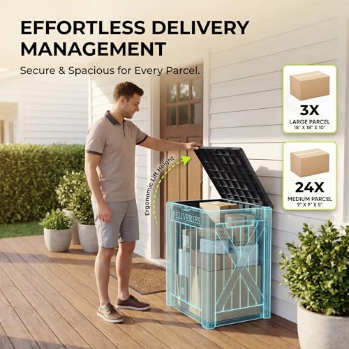 Image of Greesum 52 Gallon Extra Large Deck Box with Lock, Dark Black