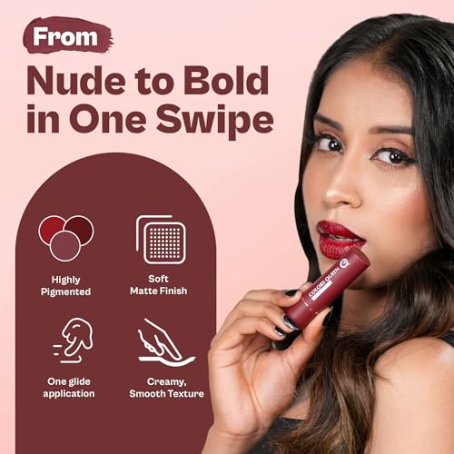 Image of Colors Queen Lippie Pack of 3 Matte Lipsticks for Women Enriched with Jojoba Oil & Vitamin E | Lightweight & Long Lasting | Creamy Smooth Texture, Nourishing Formula | One Swipe Application (Combo - 01, 15g)