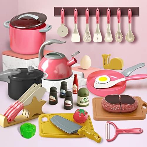 Risuntoy Kids Kitchen Accessories Set,Toddler Pretend Cooking Playset With Play Pots And Pans,Utensils Cookware Toys,Play Food Set,Learning Toy Birthday Gift For 3 4 5 Years Old Girls Boys #TOP2