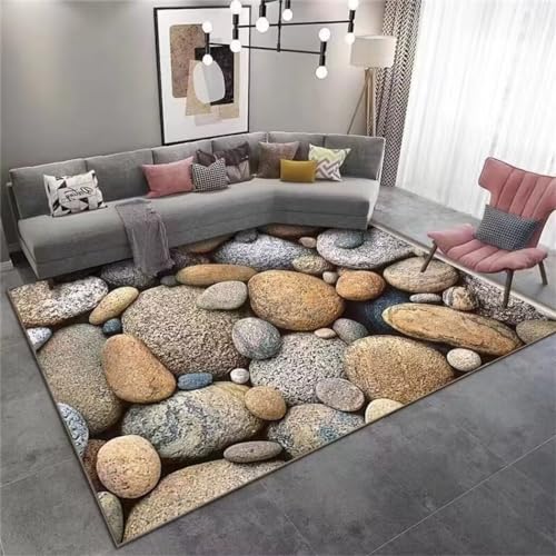 Tapis lavable en machine salon antidérapant grand format gris 3D - 2