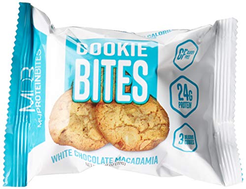 My Protein Bites | Protein Cookies | Protein, Low Carbs & Low Sugar | Gluten Free | (8 Packs of 3 Cookies (24 Cookies) White Chocolate Macadamia)