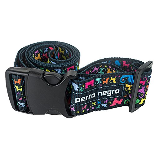 Preisvergleich Produktbild Kennzeichnen Sie Ihr Reisegepäck: perro negro Koffergurt / Kofferband / Gepäckband / Gepäckgurt verstellbar 90-180 cm mit Schnellverschluss