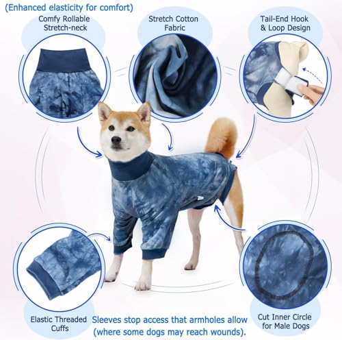 Image of KUTKUT Full Coverage Small Dog Recovery Suit Post Surgery - Full Body Surgical Onsie for Male & Female Dogs, Anti-Lick Wound Healing Shirt (Size:S, Blue)