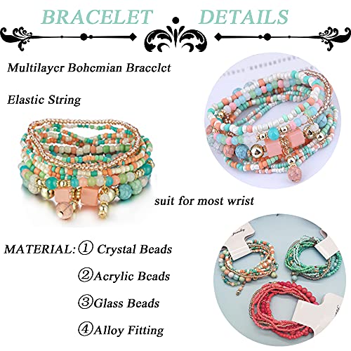 Mozaka 9 Sets Bohemian Stackable Multilayer Bracelets For Women Stretch Elastic Multicolor Beaded Bracelets Jewelry Set #TOP2