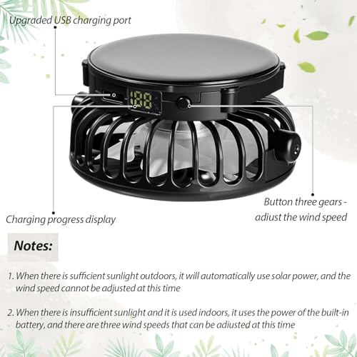 Image of Solar Fan Hat Men and Women Sun Visor Wide Brim Cooling Hat for Outdoor Summer Camping Beach Fishing, USB & Solar Powered
