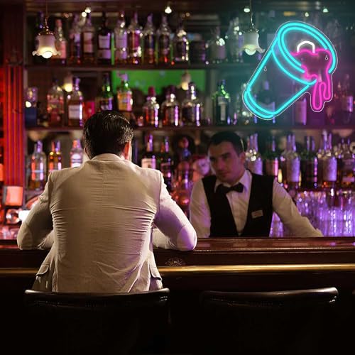 Image of Double Cups Neon Sign Lean Neon Sign for Wall Decor Purple Drink Neon light for Man Cave Bar Party Hip Hop Home Wall Decor Gift