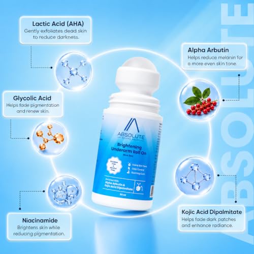 Image of ABSOLUTE Brightening Underarm Roll On | Blue Sea | Unisex 50 ml | Alpha Arbutin, Niacinamide and Aloe Vera | Odour Care and Daily Underarm Care