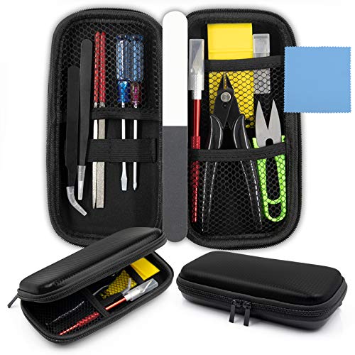 Goreson プラモデル用工具 入門ツール セット 14点 ニッパー プラモデル用工具 初心者 薄刃 クラフト収納ケース ツール ニッパー モデラーズナイフ ダイヤモンドヤスリ ピンセット 精密ピンセット付き
