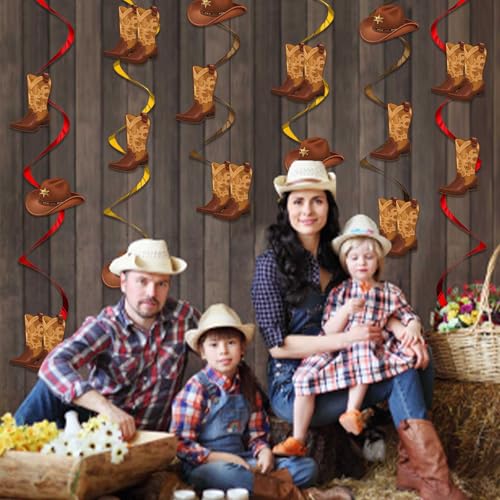 BTJiaDe 60 Pcs West Cowboy Hanging Swirls Cowboy Boots Banner Wild West Hanging Western Theme Birthday Party Decorations by BTJiaDe - Used condition - Image 4