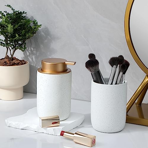 Image of Hand Soap Dispenser for Bathroom Decro, Ceramic Liquid Pump Bottles Refillable Dish Dispenser for Kitchen Farmhouse Colleage Dorm, White