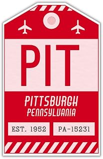 PHL Pennsylvania Luggage Tag Sticker/Airport Code Baggage Decal/Collectible Travel Decor/Vintage Inspired Design (Red)