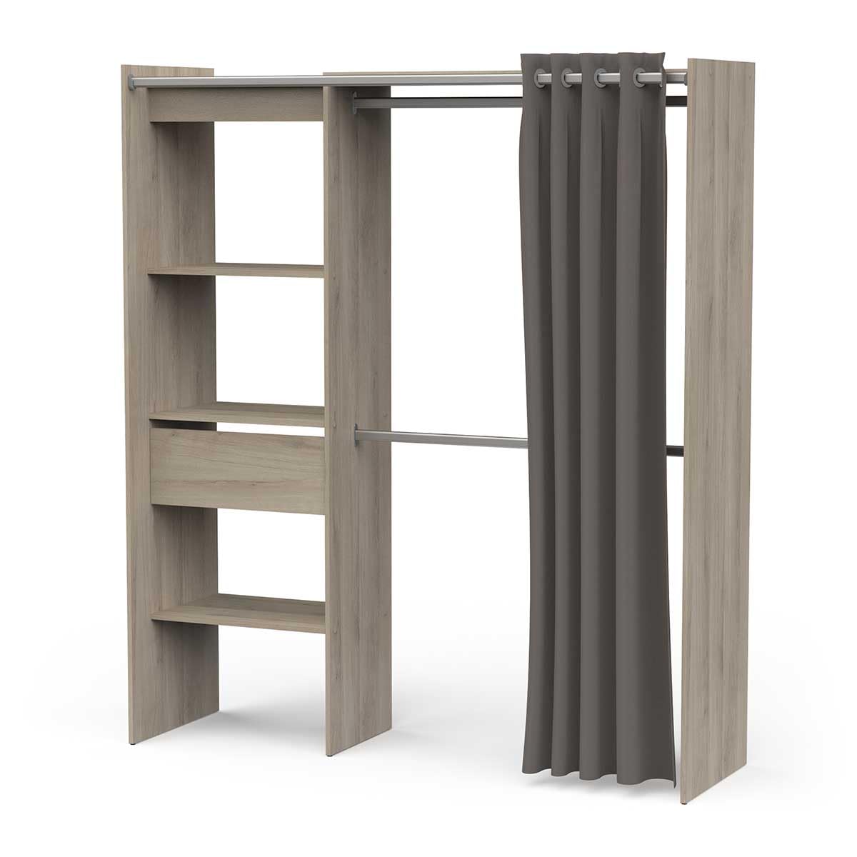 Portant à Vêtements en Bois de Chêne CHICAGO - Dressing Extensible - Fabriqué en France – Pratique et Fonctionnel (168,2 cm x 50 cm x 187 cm)