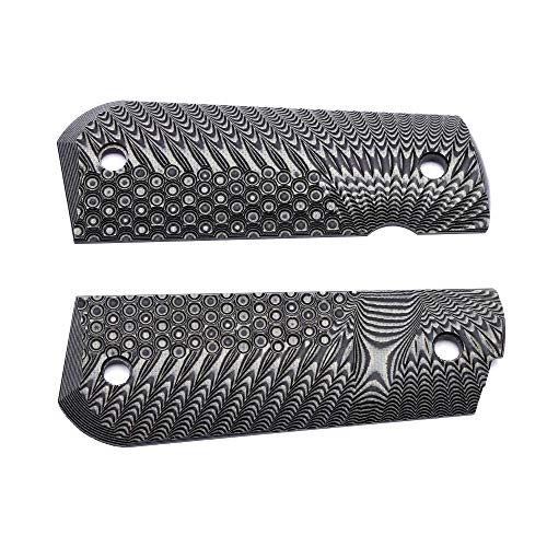 Guuun 1911 G10 Grips Bobtail Round Butt Cut, Full Size Gov 1911 Ops Eagle Wing Texture - Gray/Black #TOP2