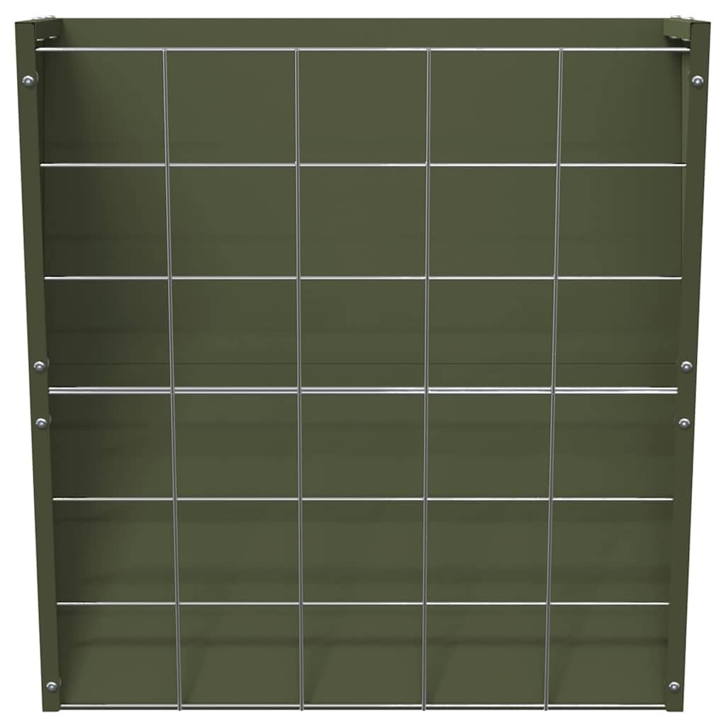 Comedero para heno colgante verde oliva de acero laminado en frío, 61 x 33 x 66 cm, capacidad de 5 kg, resistente a la intemperie, para interior y exterior, estable para animales pequeños