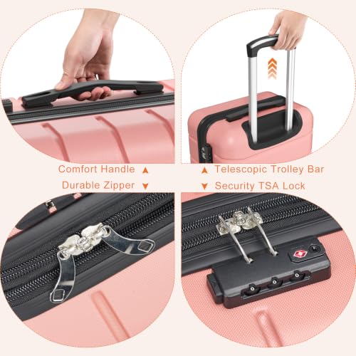 Image of Sweetcrispy 24 Inch Checked Luggage, Suitcase with Spinner Wheels