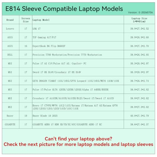 Image of Smatree Elite Laptop Sleeve for 17 inch Lenovo LOQ 17, ASUS TUF Gaming /ExpertBook, DELL Precision, MSI Pulse /Bravo /Katana /Sword, Razer Blade, GIGABYTE AERO, Protective Laptop Case with Pocket(E814)