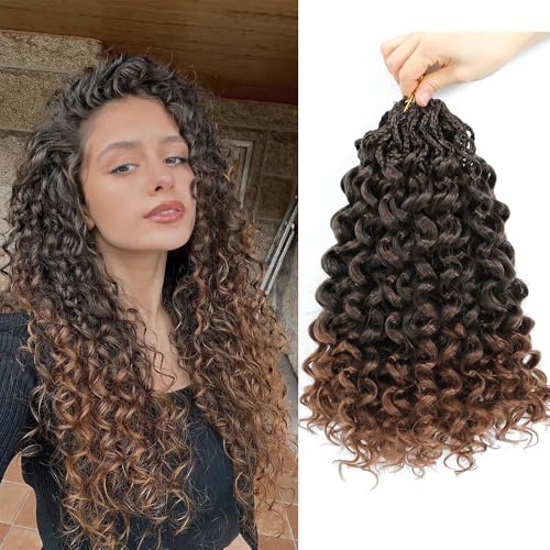 Pre looped Gogo Curl Crochet Hair 18 Inch 8 Packs Pre twisted Short Curly Crochet Hair for Black Women Ocean Wave Braiding Hair Water Wave Deep Braiding Hair (18 inch 1B/30)