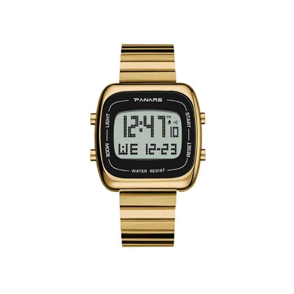 PENGHU Stopwatch, Alloy Steel Belt Men's Waterproof, Multi-Function Sports Fashion Square Large Scre