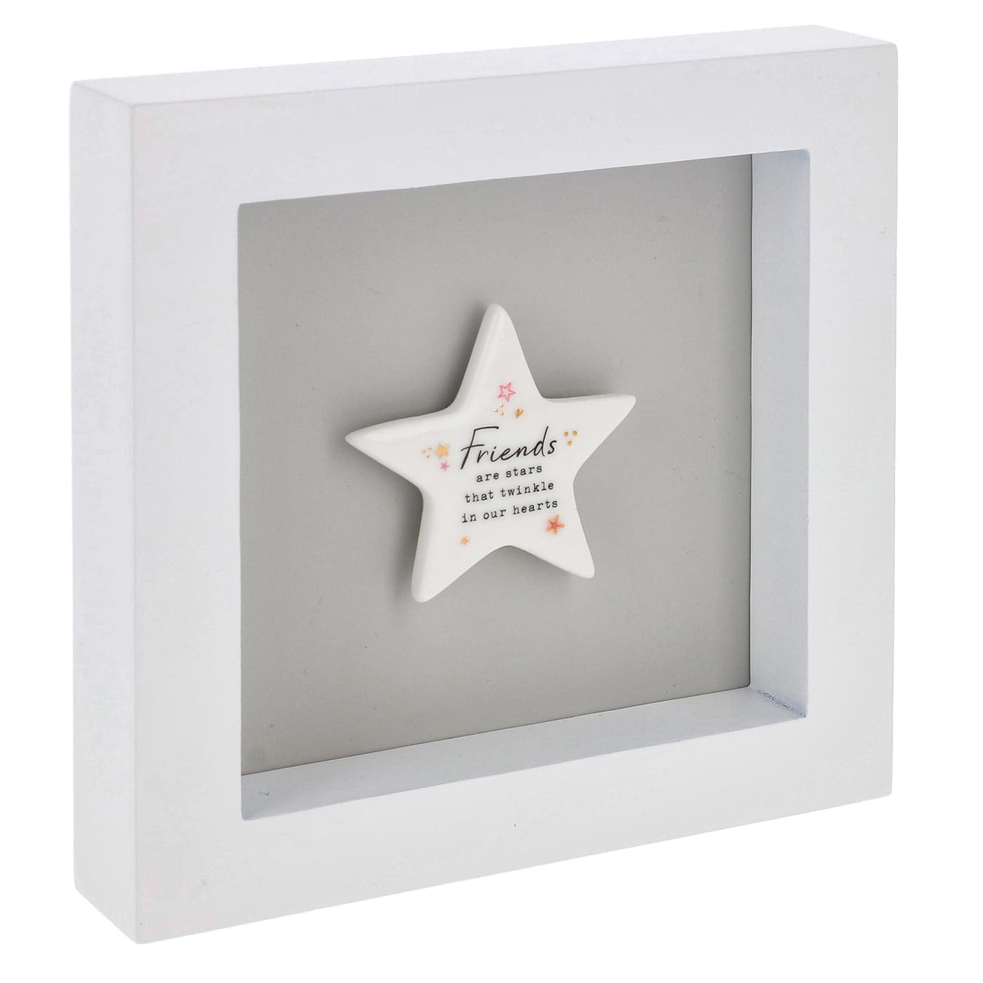 Shudehill Giftware Men's White Heartfelt Art Star Plaque In Frame Small - Sisters, Auntie, Friend, Friendship, Baby Boy, Angels (Friend)